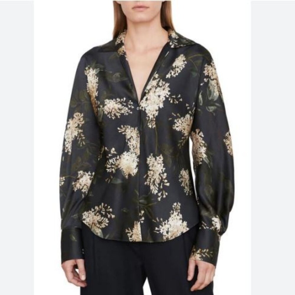 VINCE Silk Button Blouse